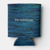 黒モダン色ティール（緑がかった色）濃い抽象芸術テクスチカッコいいャ 缶クーラー (正面)