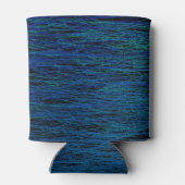 黒モダン色ティール（緑がかった色）濃い抽象芸術テクスチカッコいいャ 缶クーラー (裏面)