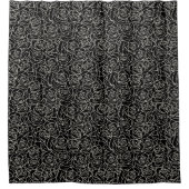 黒モダン色バラパターン シャワーカーテン (正面)