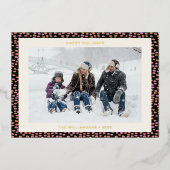 黒モダン色ピンクシンプルタイポグラフィ写真金ゴールド 箔シーズンカード (正面)