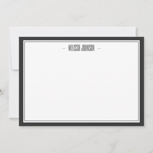 黒モダン色フローラパーソナライズされた ノートカード (正面)