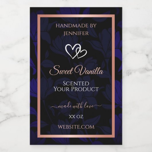 黒モダン色フローラ製品ラベルバラ金ゴールド フードラベル (シングルラベル)