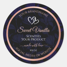 黒モダン色フローラ製品ラベルバラ金ゴールド ラウンドシール