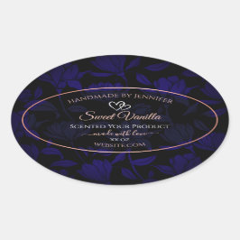 黒モダン色フローラ製品ラベルバラ金ゴールド 楕円形シール