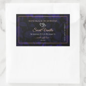 黒モダン色フローラ製品ラベルバラ金ゴールド 長方形シール (バッグ)