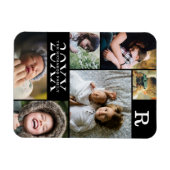 黒モダン色ブロックファミリー6 Photo Collage マグネット (横)