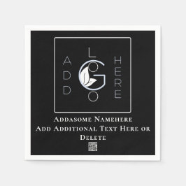 黒モダン色ロゴの追加ビジネスマーケティング スタンダードカクテルナプキン