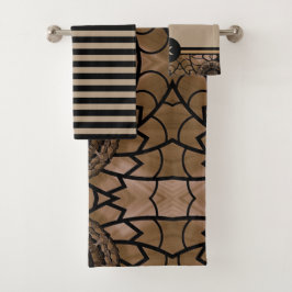 黒モダン色及び丹型浴用タオル一式 バスタオルセット