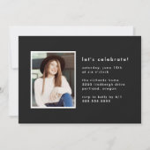 黒モダン色彩の鮮やか写真卒業パーティー 招待状 (裏面)