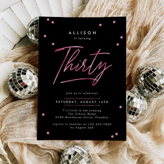 黒モダン色書道30歳の誕生日 招待状