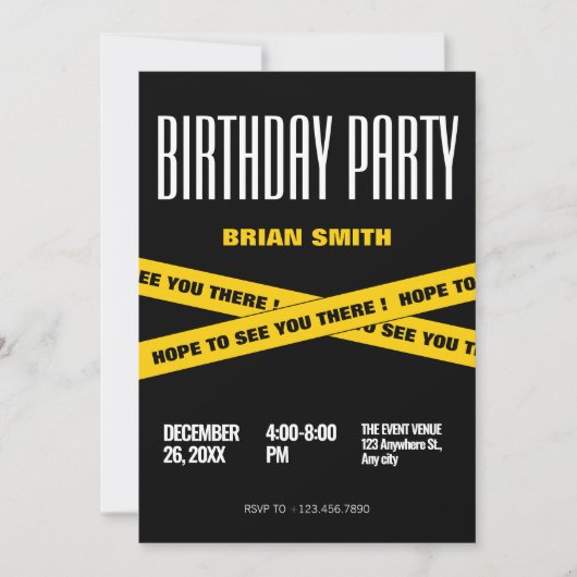 黒モダン色誕生会 招待状 (正面)