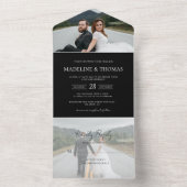 黒モダン色2枚の写真RSVP結婚の全てを1つに オールインワン招待状 (内側)