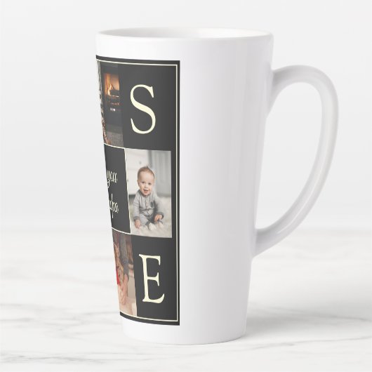 黒モダン色4写真モノグラムの愛You Grandpa カフェラテマグ (右)