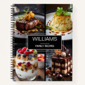 黒モダン色4枚フォトファパーソナライズされたミリレシピ ノートブック (正面)