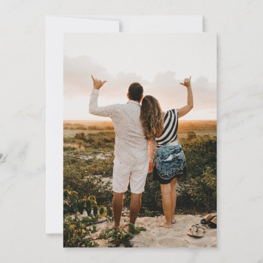 黒モダン色 |アンティーク金ゴールドミニマル結婚リスト 招待状 (裏面)