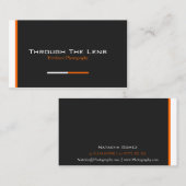 黒モダン色、オレンジ、白ストライプ色 – 名刺 (正面/裏面)