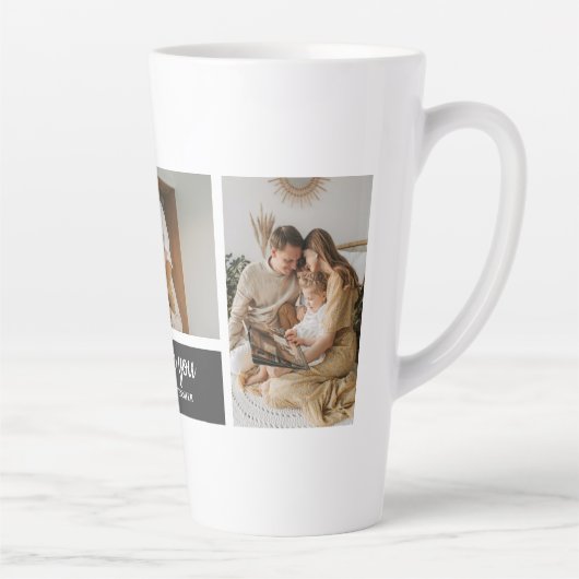 黒モダン色 |コラージュ写真 |パパ最高のギフト カフェラテマグ (右)