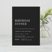 黒モダン色 |ミニマお洒落リスト誕生日ディナー 招待状 (スタンド正面)