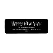 黒モダン色 |新年おめでとう ラベル (正面)