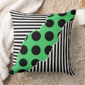 黒モダン色、白および緑のレイヤー付きストライプのドット クッション (ブランケット)