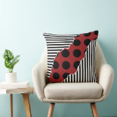 黒モダン色、白および赤のレイヤー付きストライプのドット クッション (椅子)