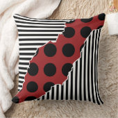 黒モダン色、白および赤のレイヤー付きストライプのドット クッション (ブランケット)