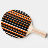 黒モダン色、白、オレンジ色のバーコードストライプ 卓球ラケット (横)
