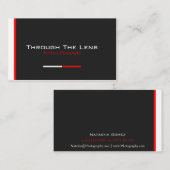 黒モダン色・赤・白ストライプ色 – 名刺 (正面/裏面)