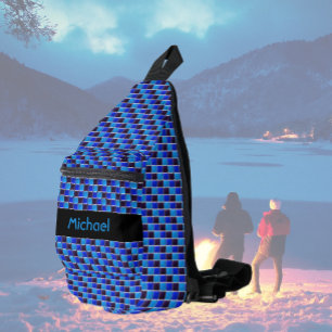 黒モダン色、青王室の色のモザイクカスタム スリングバッグ