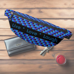 黒モダン色、青王室の色のモザイクカスタム ファニーパック