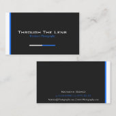 黒モダン色、青、白ストライプ色 – 名刺 (正面/裏面)