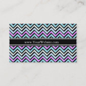 黒モダン色、青、白、ピンクのシェブロン 名刺 (裏面)