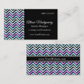 黒モダン色、青、白、ピンクのシェブロン 名刺 (正面/裏面)