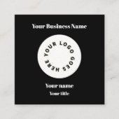 黒モダン色QRコードでロゴを追加 スクエア名刺 (正面)