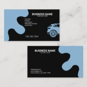 黒モダン芸術的の移動式洗車と詳細 名刺 (正面/裏面)
