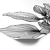 黒モダン葉と白の葉が歓迎結婚 ポスター (角)