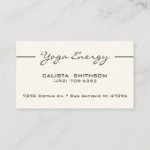 黒モダン蓮の花アートエレガントヨガ 名刺 (裏面)