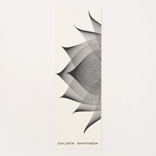 黒モダン蓮の花エレガントユニーク画 ヨガマット (正面)