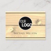 黒モダン薄木木木目木板のロゴ 名刺 (正面)