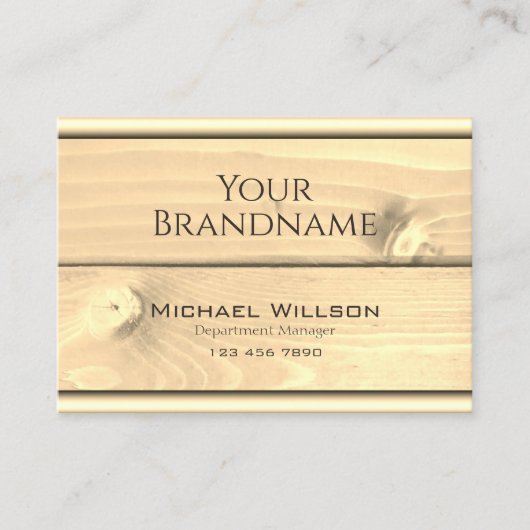 黒モダン薄茶色の木目木目ボード 名刺 (正面)