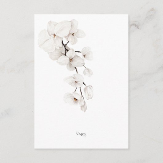 黒モダン蘭と白結婚蘭の詳細 エンクロージャーカード (裏面)