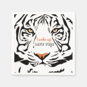 黒モダン虎イエローアイズオレンジノーズ紙 スタンダードカクテルナプキン (正面)