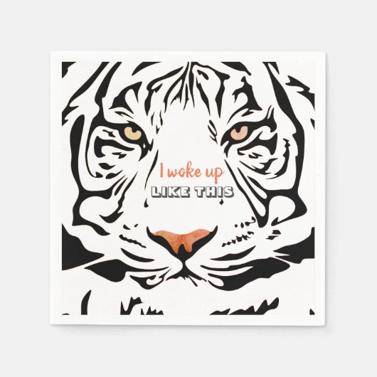 黒モダン虎イエローアイズオレンジノーズ紙 スタンダードカクテルナプキン (正面)