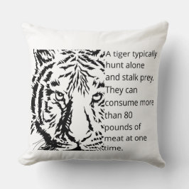 黒モダン虎デザイン文字系ホワイトブラック クッション