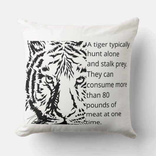 黒モダン虎デザイン文字系ホワイトブラック クッション (正面)