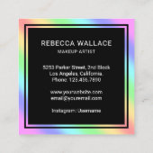 黒モダン虹の唇メイクアップアーティスト スクエア名刺 (裏面)