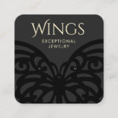 黒モダン蝶スタッドイヤリングディスプレイ スクエア名刺 (正面)