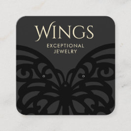 黒モダン蝶スタッドイヤリングディスプレイ スクエア名刺