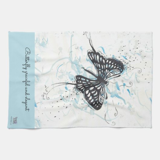 黒モダン蝶  キッチンタオル (横)