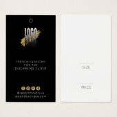 黒モダン衣料品価格ラベルとロゴ (正面&裏面)